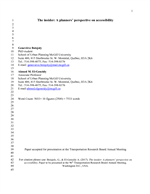 Cover of The Insider: A Planners’ Perspective on Accessibility