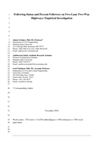 Cover of Following Status and Percent Followers on Two-Lane Two-Way Highways: Empirical Investigation