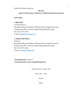 Cover of Analysis of relief response strategies for a limited information environment