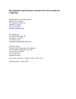 Cover of Development of Performance Measures for Rural Counties in California