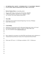 Cover of Incorporating Equity Consideration in Transport Project Evaluation: The San Francisco Bay Area Case Study