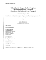Cover of Calculating the Campus Carbon Footprint: Measuring University Associated Greenhouse Gas Emissions from Transport