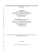 Cover of Tour Complexity and Transportation Demand Management: A Focus on CBD Work Tours