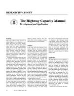 Cover of RESEARCH PAYS OFF. THE HIGHWAY CAPACITY MANUAL DEVELOPMENT AND APPLICATION