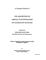 Cover of A LITERATURE REVIEW OF THE ADSORPTION OF ASPHALT FUNCTIONALITIES ON AGGREGATE SURFACES