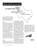 Cover of RESEARCH PAYS OFF: USING ACCIDENT RECORDS TO SAVE LIVES