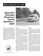 Cover of RESEARCH PAYS OFF: MAINE DOT CALCULATES BITUMINOUS OVERLAY QUANTITIES--ASAP