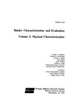 Cover of BINDER CHARACTERIZATION AND EVALUATION. VOLUME 3: PHYSICAL CHARACTERIZATION