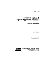 Cover of LABORATORY AGING OF ASPHALT-AGGREGATE MIXTURES: FIELD VALIDATION