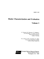 Cover of BINDER CHARACTERIZATION AND EVALUATION. VOLUME 1