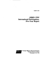 Cover of SHRP-LTPP INTERNATIONAL PARTICIPATION: FIVE-YEAR REPORT