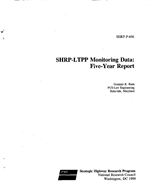 Cover of SHRP-LTPP MONITORING DATA: FIVE-YEAR REPORT