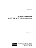 Cover of WEATHER DATABASE FOR THE SUPERPAVE™ MIX DESIGN SYSTEM