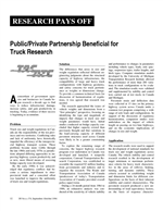 Cover of RESEARCH PAYS OFF: PUBLIC/PRIVATE PARTNERSHIP BENEFICIAL FOR TRUCK RESEARCH