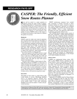 Cover of RESEARCH PAYS OFF: CASPER: THE FRIENDLY, EFFICIENT SNOW ROUTES PLANNER