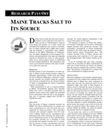 Cover of RESEARCH PAYS OFF: MAINE TRACKS SALT TO ITS SOURCE
