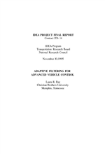 Cover of ADAPTIVE FILTERING FOR ADVANCED VEHICLE CONTROL
