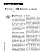 Cover of RESEARCH PAYS OFF: MICHIGAN DOT REFLECTS ON SIGNS