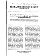 Cover of EMERGING MODELS FOR DELIVERING TRANSPORTATION PROGRAMS AND SERVICES: A REPORT OF THE TRANSPORTATION AGENCY ORGANIZATION AND MANAGEMENT SCAN TOUR