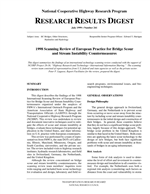 Cover of 1998 SCANNING REVIEW OF EUROPEAN PRACTICE FOR BRIDGE SCOUR AND STREAM INSTABILITY COUNTERMEASURES