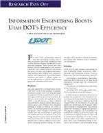 Cover of RESEARCH PAYS OFF: INFORMATION ENGINEERING BOOSTS UTAH DOT'S EFFICIENCY
