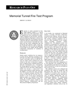 Cover of RESEARCH PAYS OFF: MEMORIAL TUNNEL FIRE TEST PROGRAM