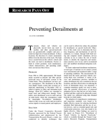 Cover of RESEARCH PAYS OFF: PREVENTING DERAILMENTS AT TURNOUTS