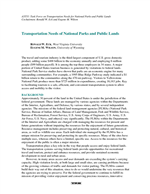 Cover of TRANSPORTATION NEEDS OF NATIONAL PARKS AND PUBLIC LANDS