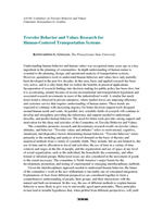 Cover of TRAVEL BEHAVIOR AND VALUES RESEARCH FOR HUMAN-CENTERED TRANSPORTATION SYSTEMS