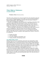 Cover of WINTER HIGHWAY MAINTENANCE: A LOOK FORWARD