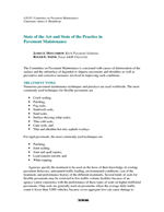 Cover of STATE OF THE ART AND STATE OF THE PRACTICE IN PAVEMENT MAINTENANCE