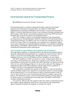 Cover of ENVIRONMENTAL ANALYSIS FOR TRANSPORTATION PROJECTS