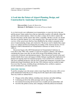 Cover of A LOOK INTO THE FUTURE OF AIRPORT PLANNING, DESIGN, AND CONSTRUCTION BY ANALYZING CURRENT ISSUES