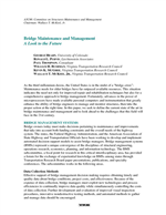 Cover of BRIDGE MAINTENANCE AND MANAGEMENT: A LOOK TO THE FUTURE