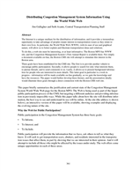 Cover of DISTRIBUTING CONGESTION MANAGEMENT SYSTEM INFORMATION USING THE WORLD WIDE WEB