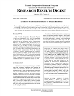 Cover of SYNTHESIS OF INFORMATION RELATED TO TRANSIT PROBLEMS
