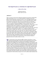 Cover of BUS RAPID TRANSIT AS A SUBSTITUTE FOR LIGHT RAIL TRANSIT; A TALE OF TWO CITIES