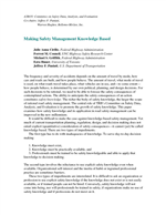 Cover of MAKING SAFETY MANAGEMENT KNOWLEDGE BASED