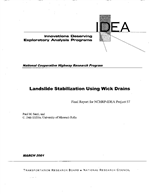 Cover of LANDSLIDE STABILIZATION USING WICK DRAINS