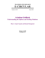 Cover of AVIATION GRIDLOCK: UNDERSTANDING THE OPTIONS AND SEEKING SOLUTIONS. PHASE 1: AIRPORT CAPACITY AND DEMAND MANAGEMENT. SEMINAR PROCEEDINGS, FEBRUARY 16, 2001, WASHINGTON, D.C. INTRODUCTION AND FRAMING