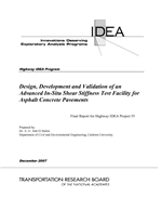 Cover of DESIGN, DEVELOPMENT AND VALIDATION OF AN ADVANCED IN-SITU SHEAR STIFFNESS TEST FACILITY FOR ASPHALT CONCRETE PAVEMENTS