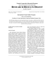 Cover of INTERNATIONAL TRANSIT STUDIES PROGRAM: REPORT ON THE FALL 2000 MISSION: EXCELLENCE IN TRANSIT OPERATIONS IN SMALL AND MEDIUM EUROPEAN CITIES