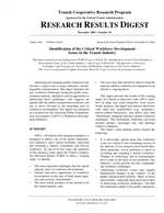 Cover of IDENTIFICATION OF THE CRITICAL WORKFORCE DEVELOPMENT ISSUES IN THE TRANSIT INDUSTRY