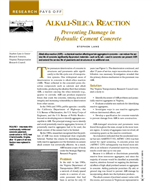 Cover of RESEARCH PAYS OFF: ALKALI-SILICA REACTION: PREVENTING DAMAGE IN HYDRAULIC CEMENT CONCRETE