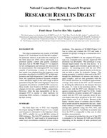 Cover of FIELD SHEAR TEST FOR HOT MIX ASPHALT