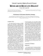 Cover of PERFORMANCE OF PAVEMENT SUBSURFACE DRAINAGE