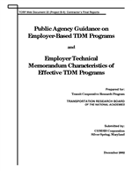 Cover of PUBLIC AGENCY GUIDANCE ON EMPLOYER-BASED TDM PROGRAMS AND EMPLOYER TECHNICAL MEMORANDUM CHARACTERISTICS OF EFFECTIVE TDM PROGRAMS