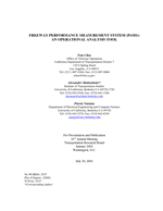 Cover of FREEWAY PERFORMANCE MEASUREMENT SYSTEM: OPERATIONAL ANALYSIS TOOL