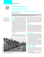 Cover of RESEARCH PAYS OFF: STONE INTERLAYER PAVEMENT SYSTEM: EXTENDING THE SERVICE LIFE OF LOW-VOLUME ROADS