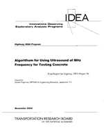 Cover of ALGORITHM FOR USING ULTRASOUND OF MHZ FREQUENCY FOR TESTING CONCRETE